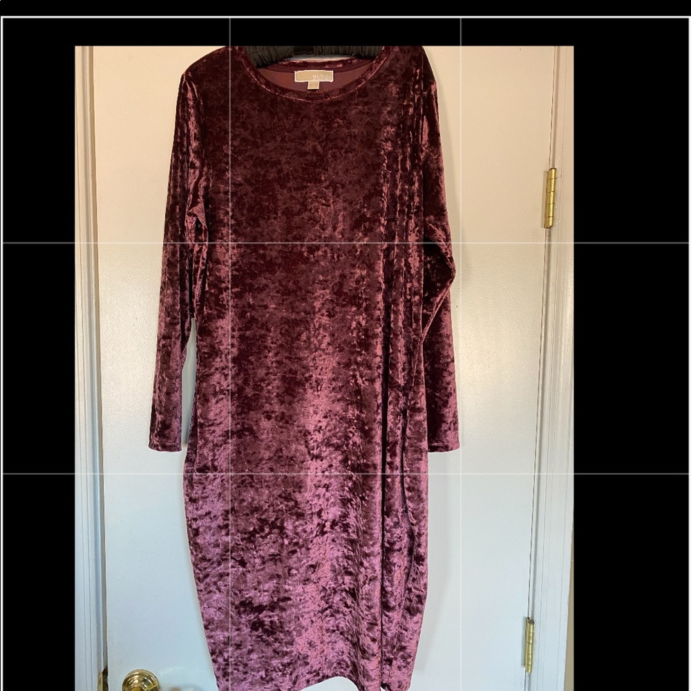 Michael Kors Crushed Velvet long sleeve dress
